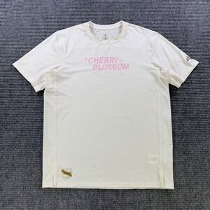 Tracksmith Cherry Blossom Twilight Running Shirt Men Small White Performance Tee
